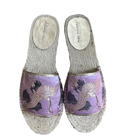 Johnny Was Lilac Crane Espadrille Sandals slides size 8 NWB - Picture 3 of 6
